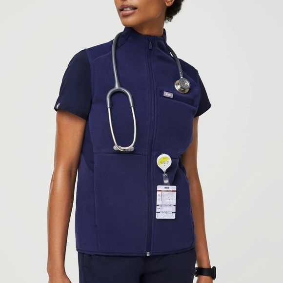 Figs Jackets & Coats Figs On Shift Fleece Vest Scrubs Uniform